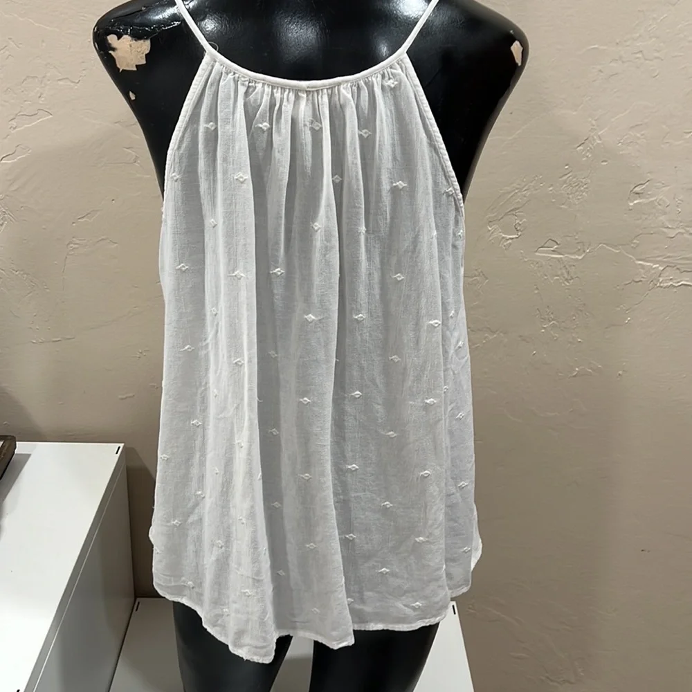 LOFT by Ann Taylor off-white spaghetti strap lace embroidered XS top - Picture 4 of 6